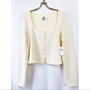 Anthropologie Pilcro square neck cropped cardigan